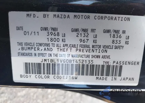 2011 Mazda Mazda3 I Touring z USA, uszkodzony, nr VIN JM1BL1VG0B1452135